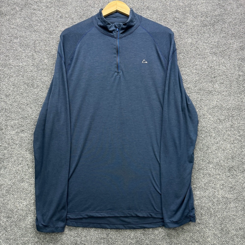 Paradox Merino Blend Quarter Zip Pullover Mens L Navy Blue Long Sleeve Running